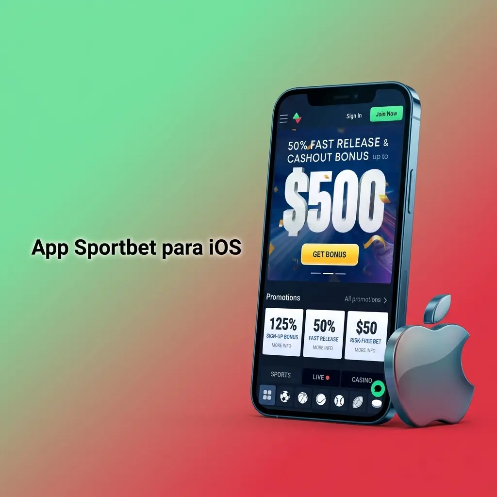 Aplicativo Sportbet para iOS disponível no iPhone e iPad com apostas esportivas, cassino ao vivo e pagamentos via PIX