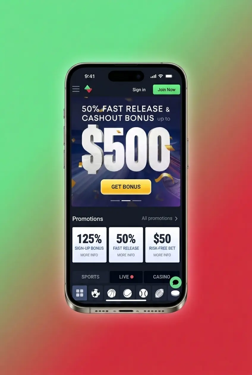 Tela de login no aplicativo Sportbet para Android e iOS com campos de e-mail e senha