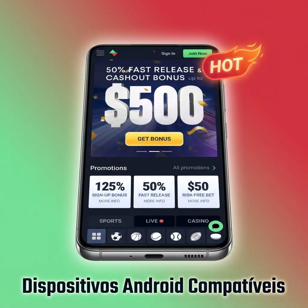 Dispositivos Android compatíveis com o app Sportbet, incluindo Samsung, Motorola, Xiaomi e outros modelos populares no Brasil