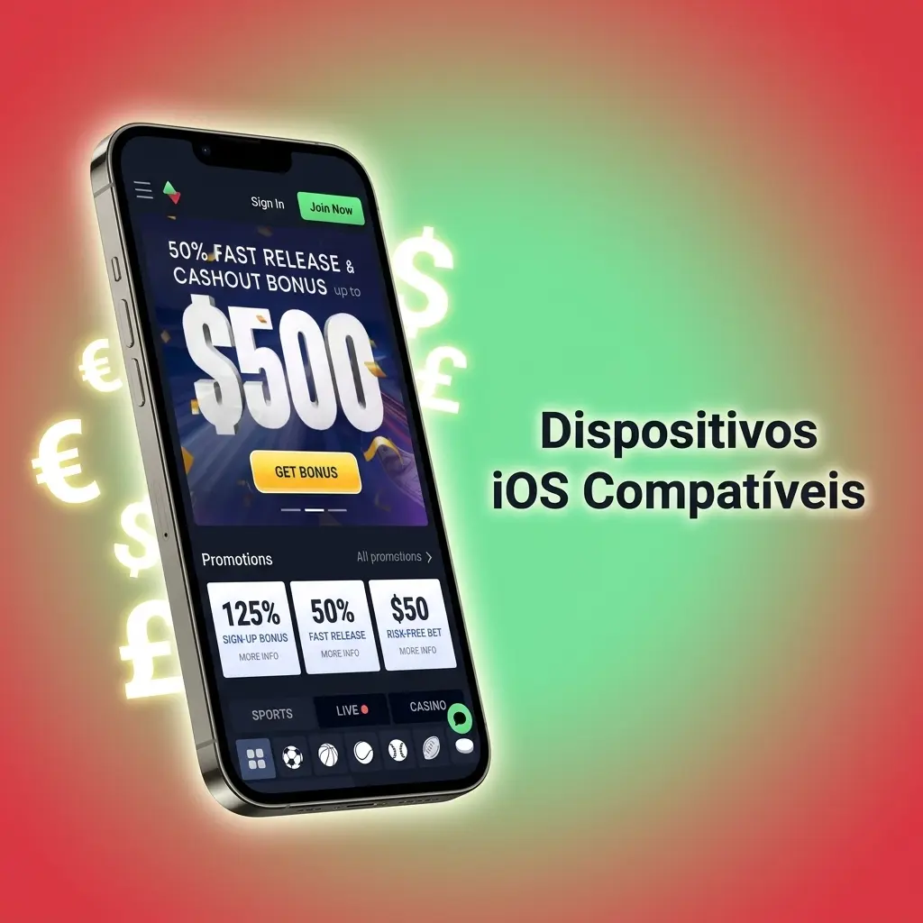 Dispositivos iOS compatíveis com o app Sportbet, incluindo modelos de iPhone e iPad com iOS 13.0 ou superior